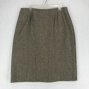 Kasper Tweed Pencil Skirt Size 14 Career Lined Black and Gold